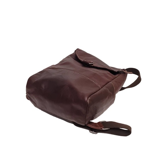 Jack Georges Voyager Convertible Backpack Leather Brown Cognac Unisex - Picture 4 of 7